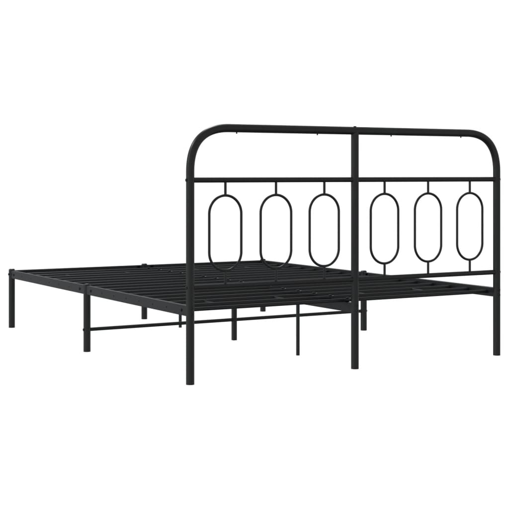Metal Bed Frame without Mattress with Headboard Black 140x200cm