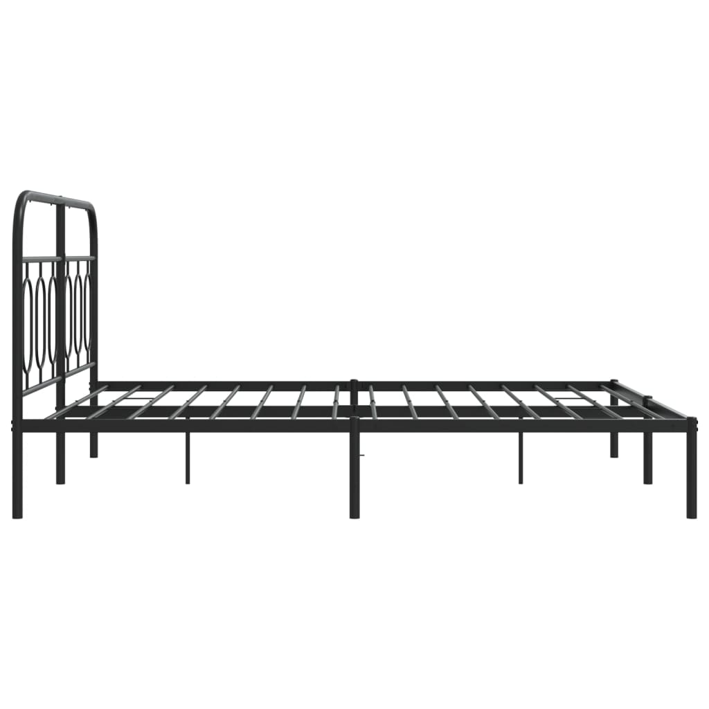Metal Bed Frame without Mattress with Headboard Black 150x200cm