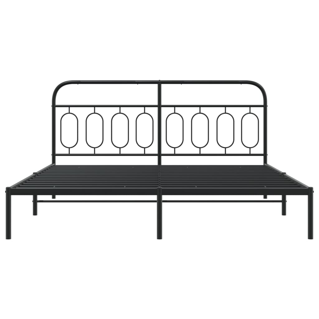 Metal Bed Frame without Mattress with Headboard Black 183x213cm