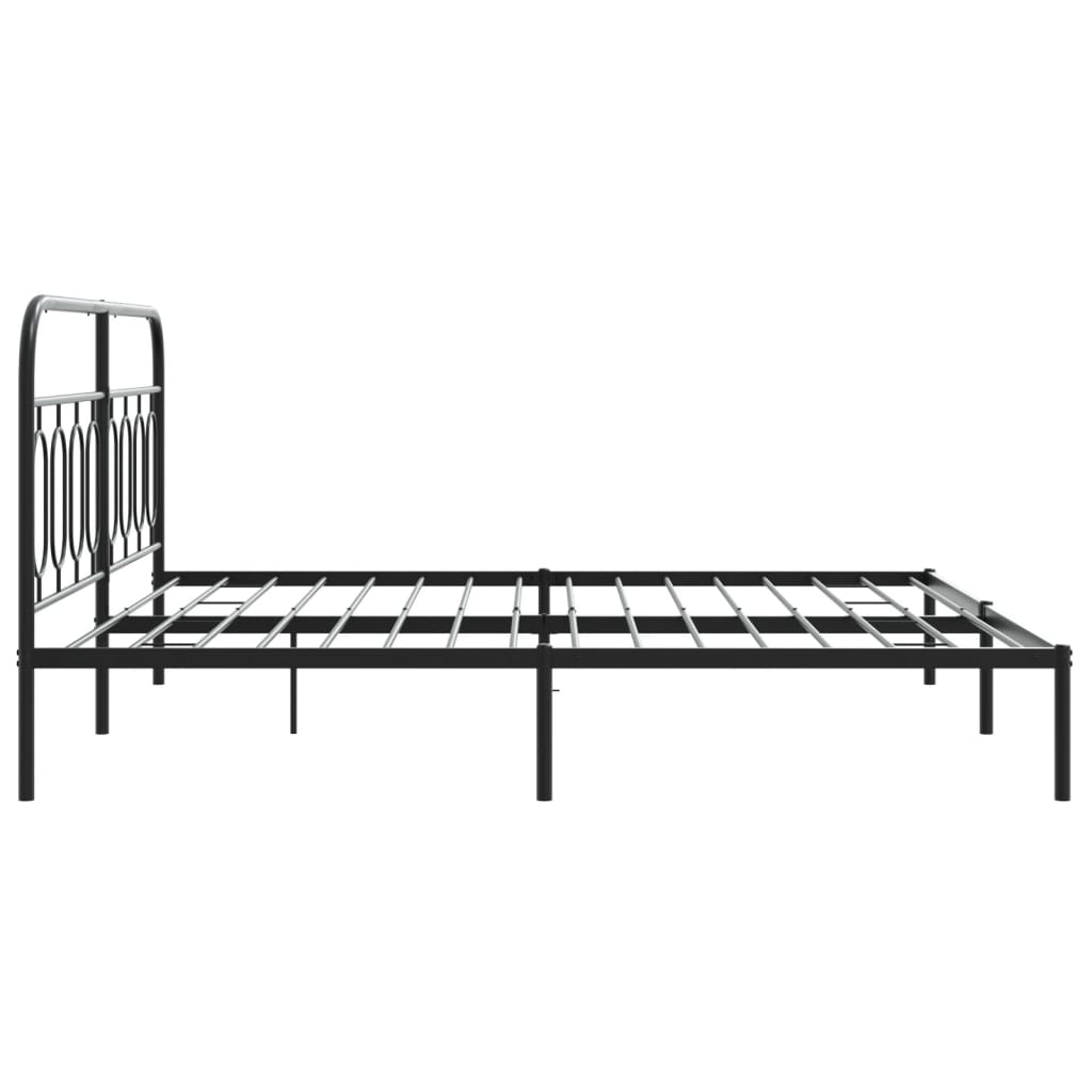 Metal Bed Frame without Mattress with Headboard Black 183x213cm