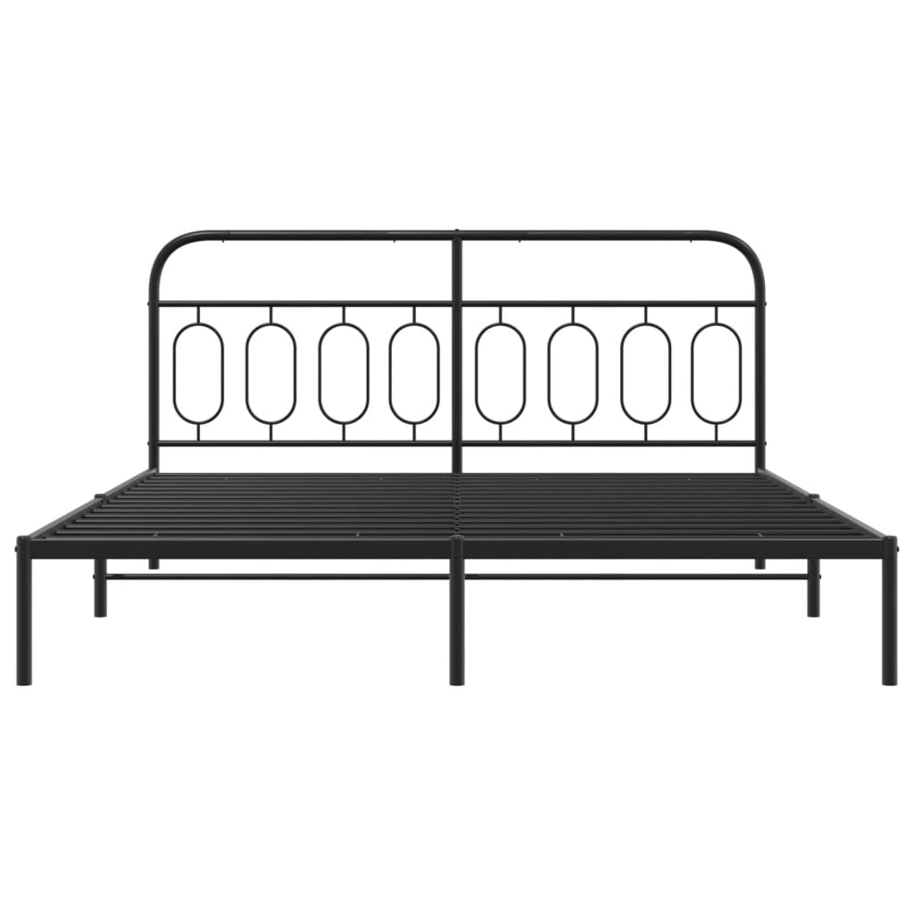 Metal Bed Frame without Mattress with Headboard Black 193x203cm