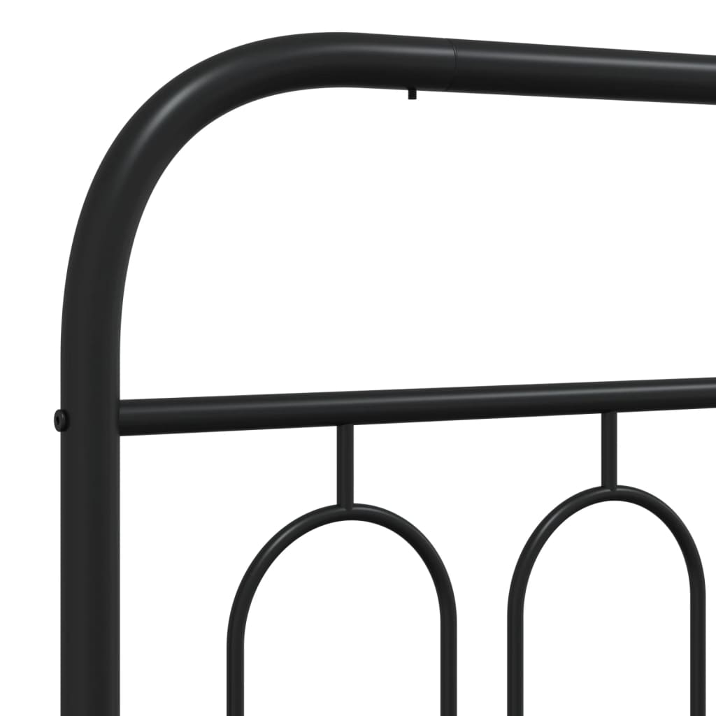 Metal Bed Frame without Mattress with Headboard Black 193x203cm
