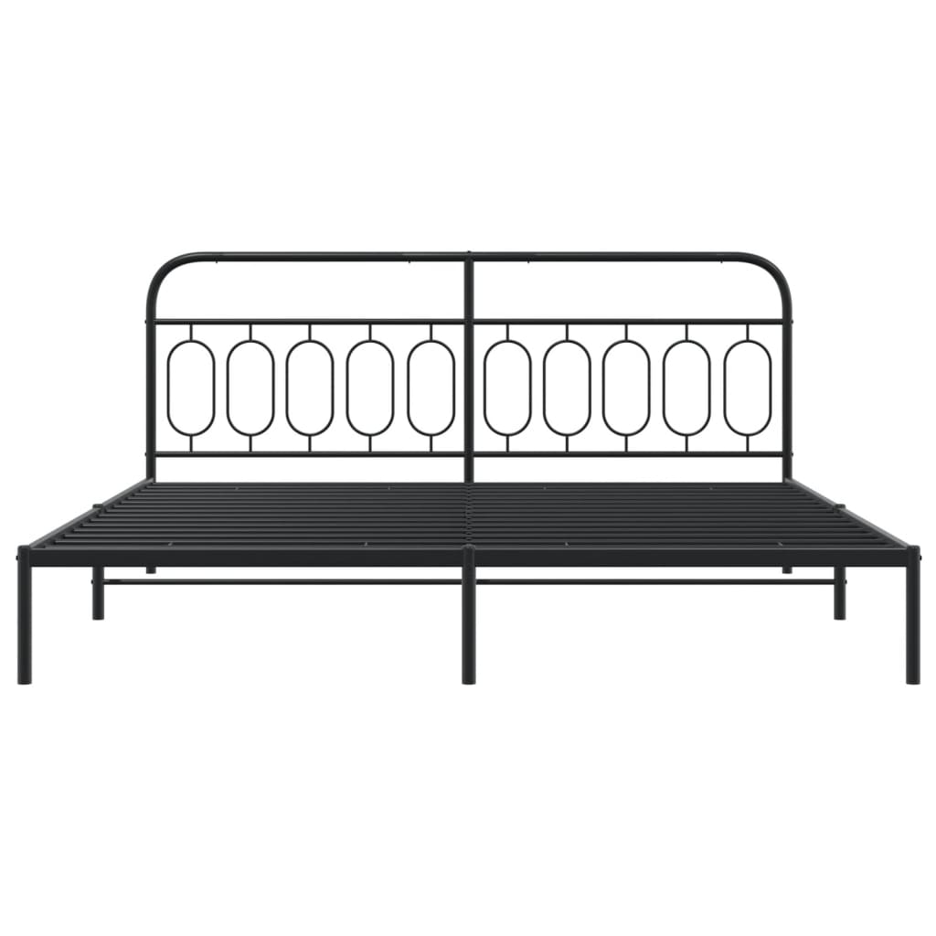 Metal Bed Frame without Mattress with Headboard Black 200x200cm