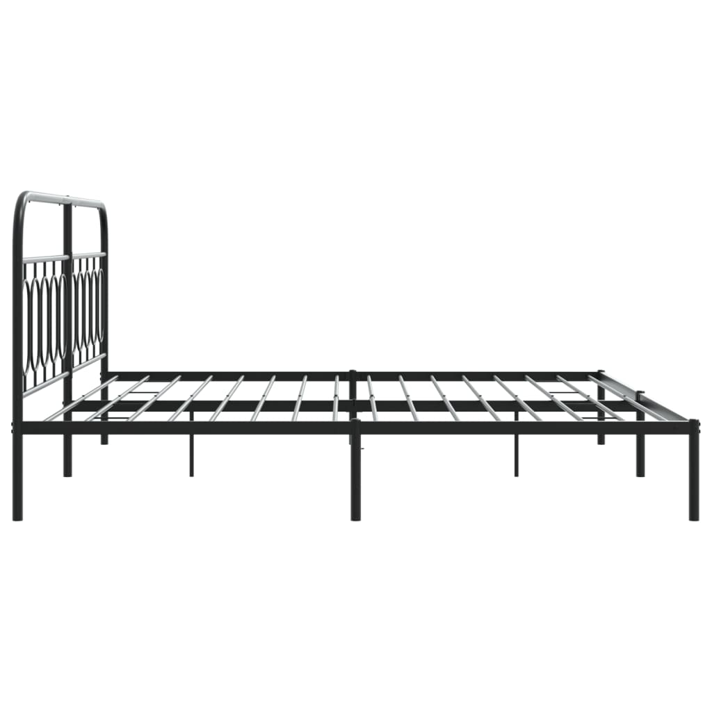 Metal Bed Frame without Mattress with Headboard Black 200x200cm