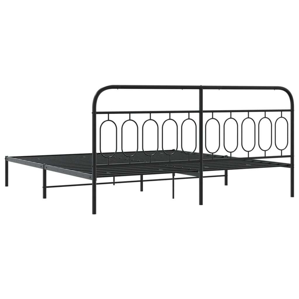 Metal Bed Frame without Mattress with Headboard Black 200x200cm