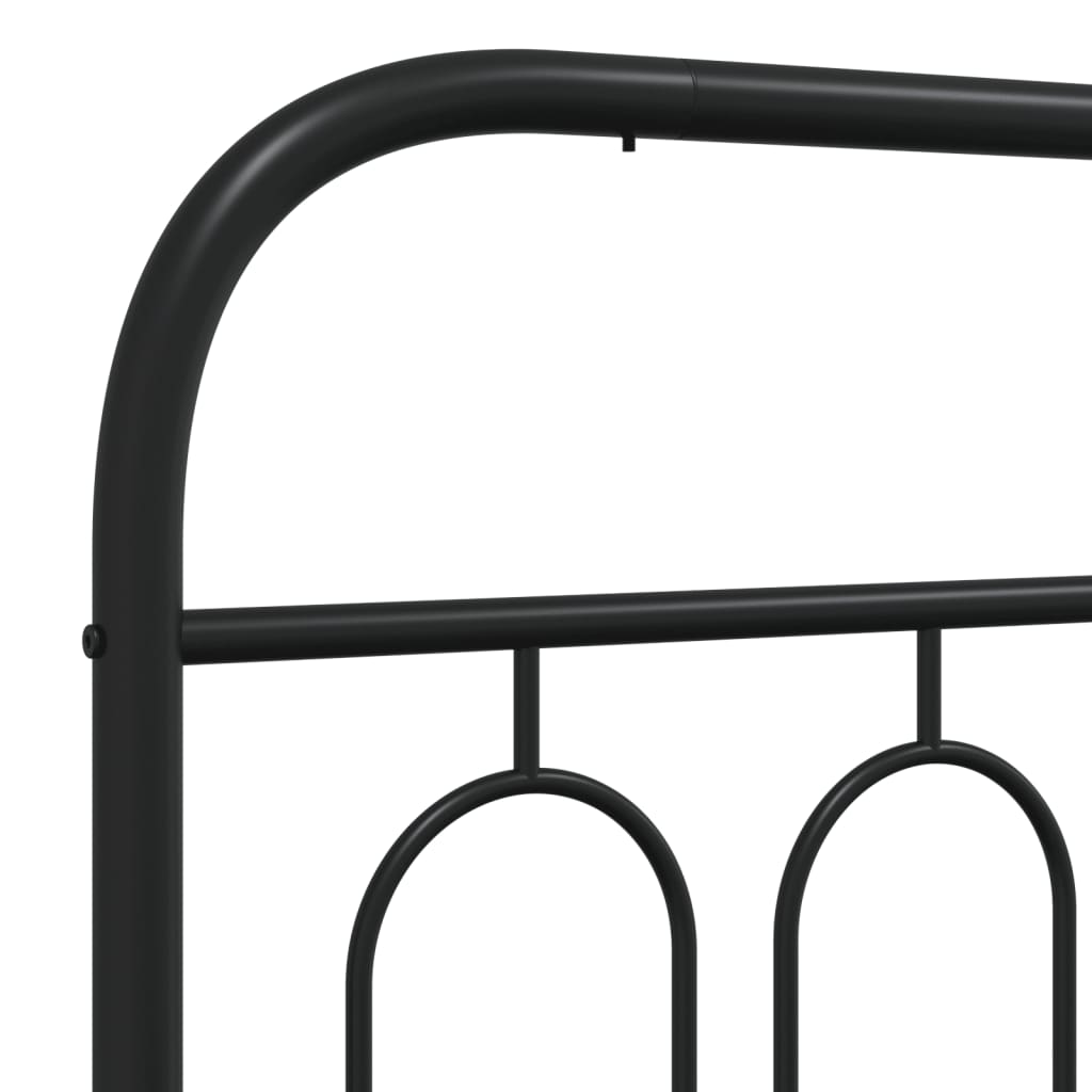 Metal Bed Frame without Mattress with Headboard Black 200x200cm