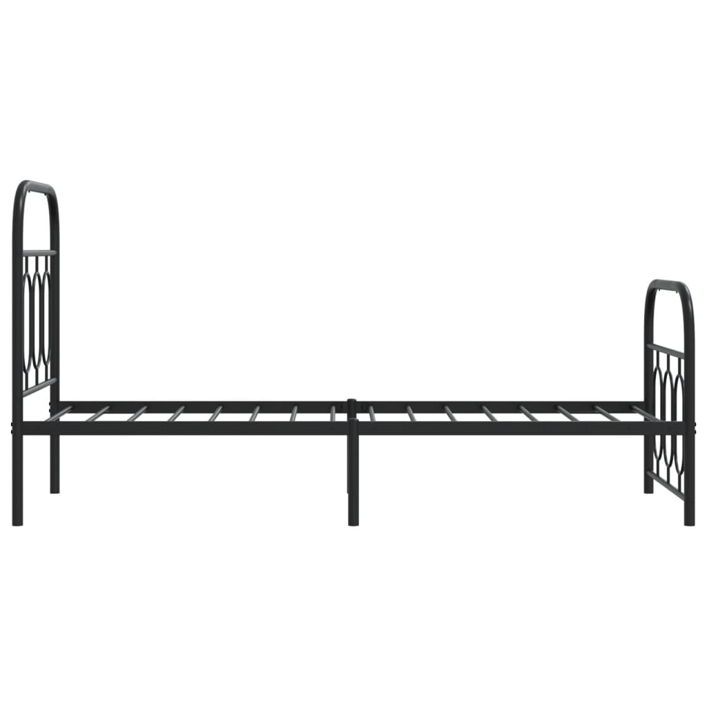 Metal Bed Frame without Mattress with Footboard Black 75x190cm