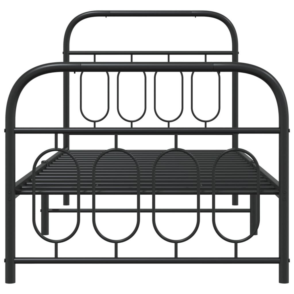 Metal Bed Frame without Mattress with Footboard Black 80x200cm