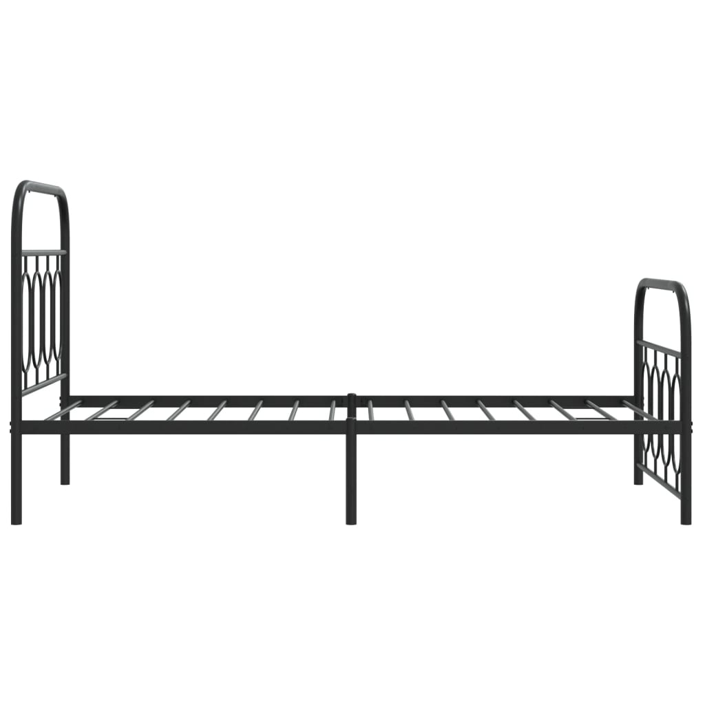 Metal Bed Frame without Mattress with Footboard Black 80x200cm
