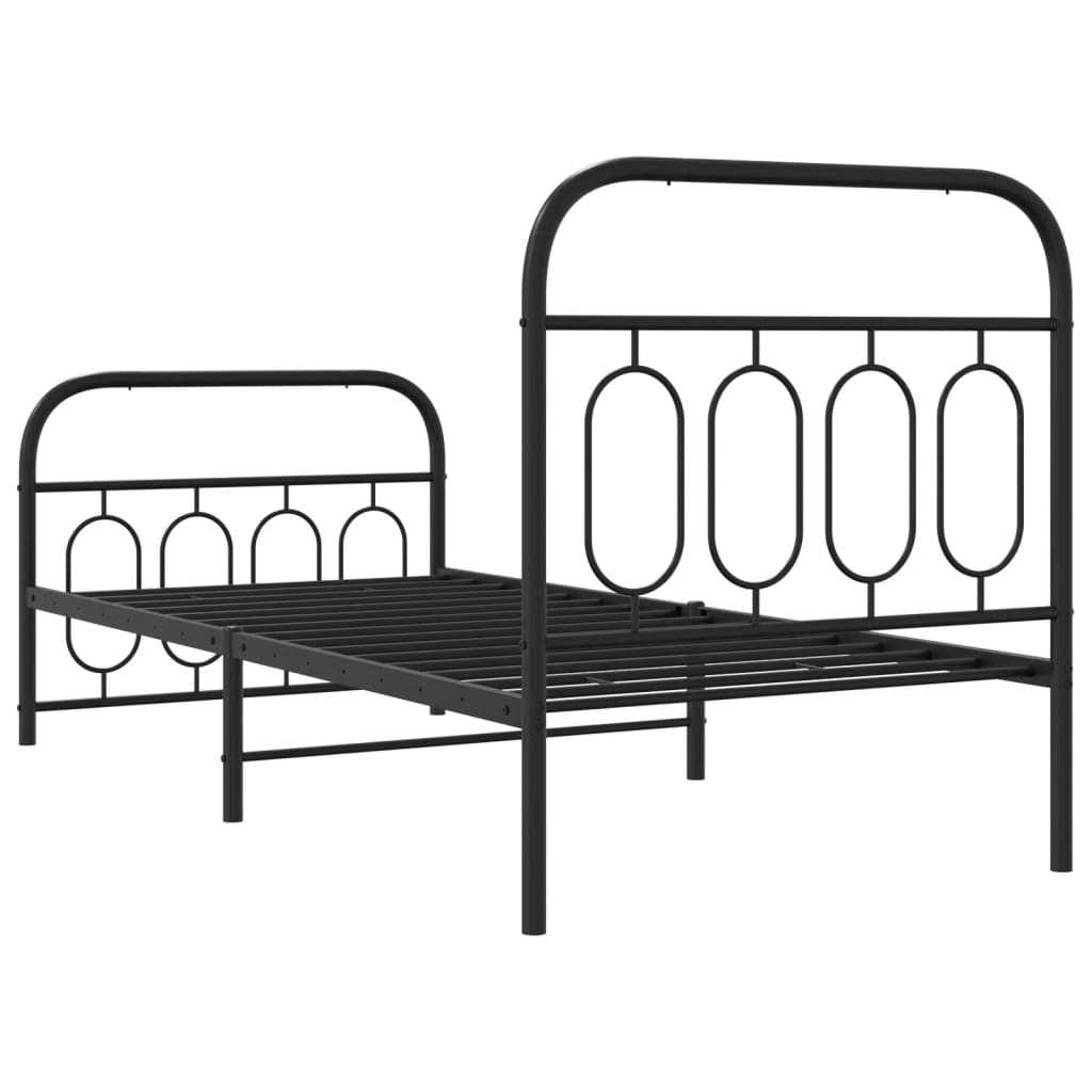 Metal Bed Frame without Mattress with Footboard Black 80x200cm