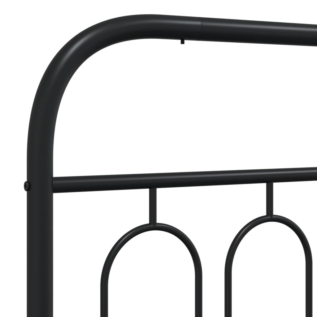 Metal Bed Frame without Mattress with Footboard Black 80x200cm