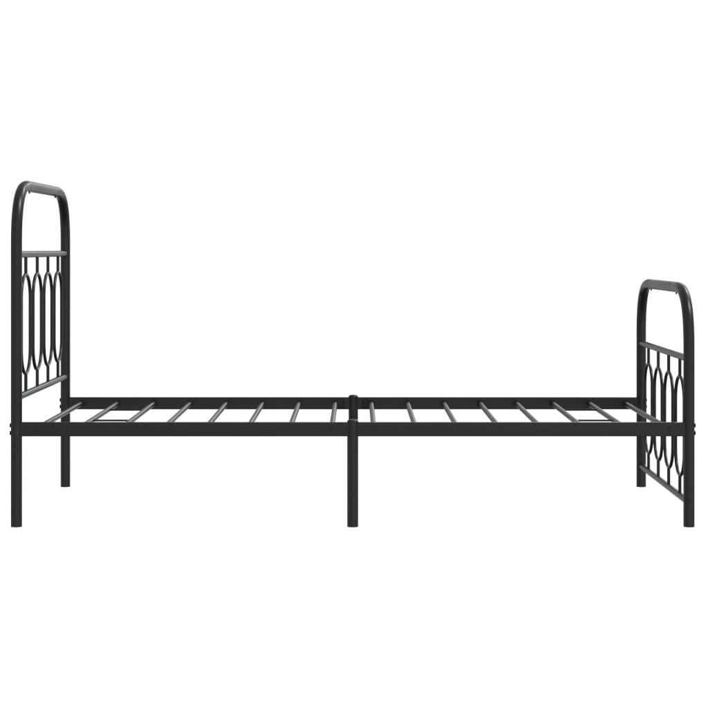 Metal Bed Frame without Mattress with Footboard Black 90x190cm