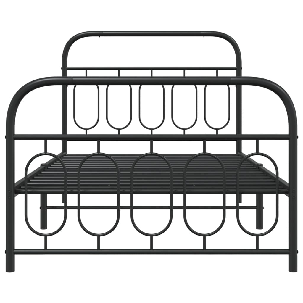 Metal Bed Frame without Mattress with Footboard Black 107x203cm