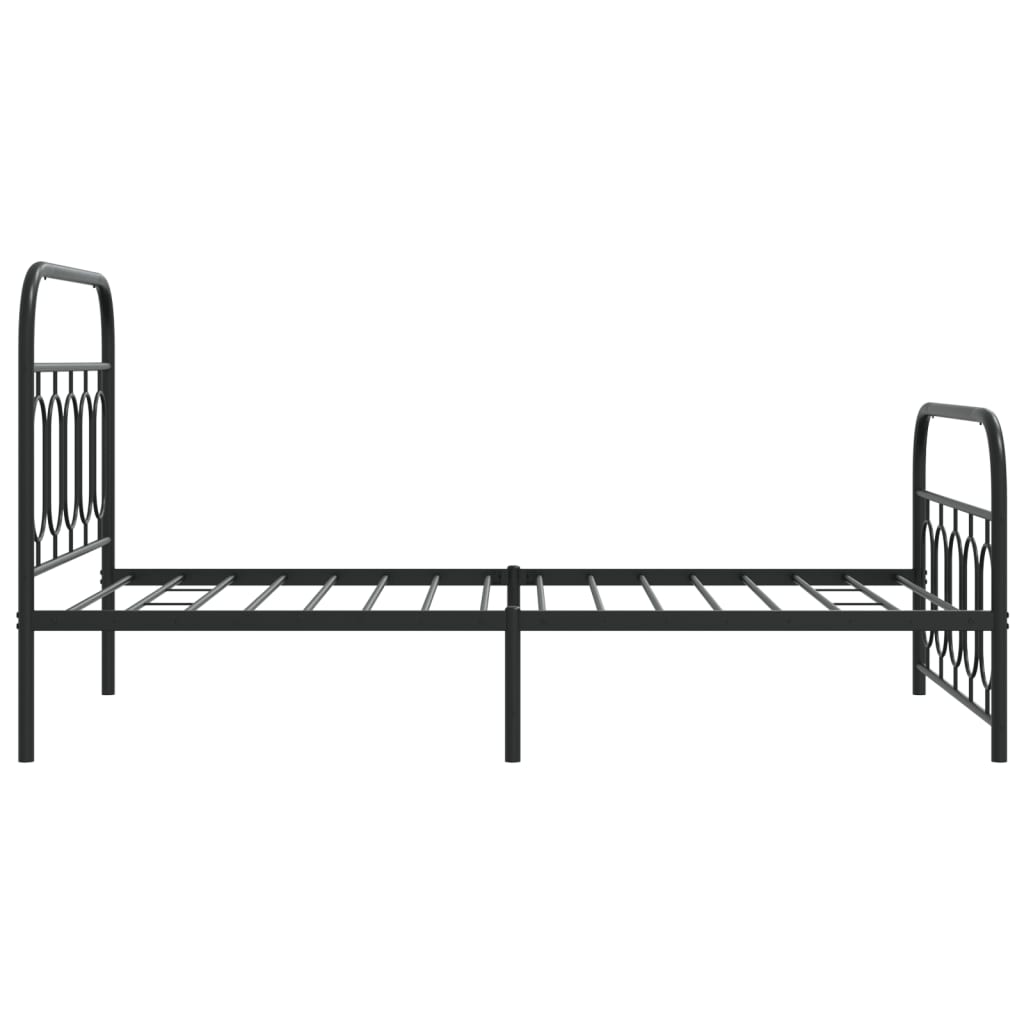 Metal Bed Frame without Mattress with Footboard Black 107x203cm