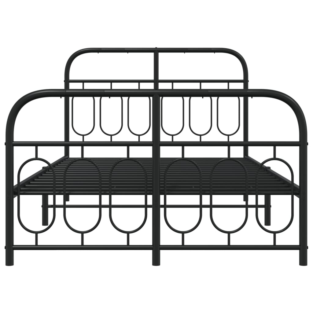Metal Bed Frame without Mattress with Footboard Black 120x190cm