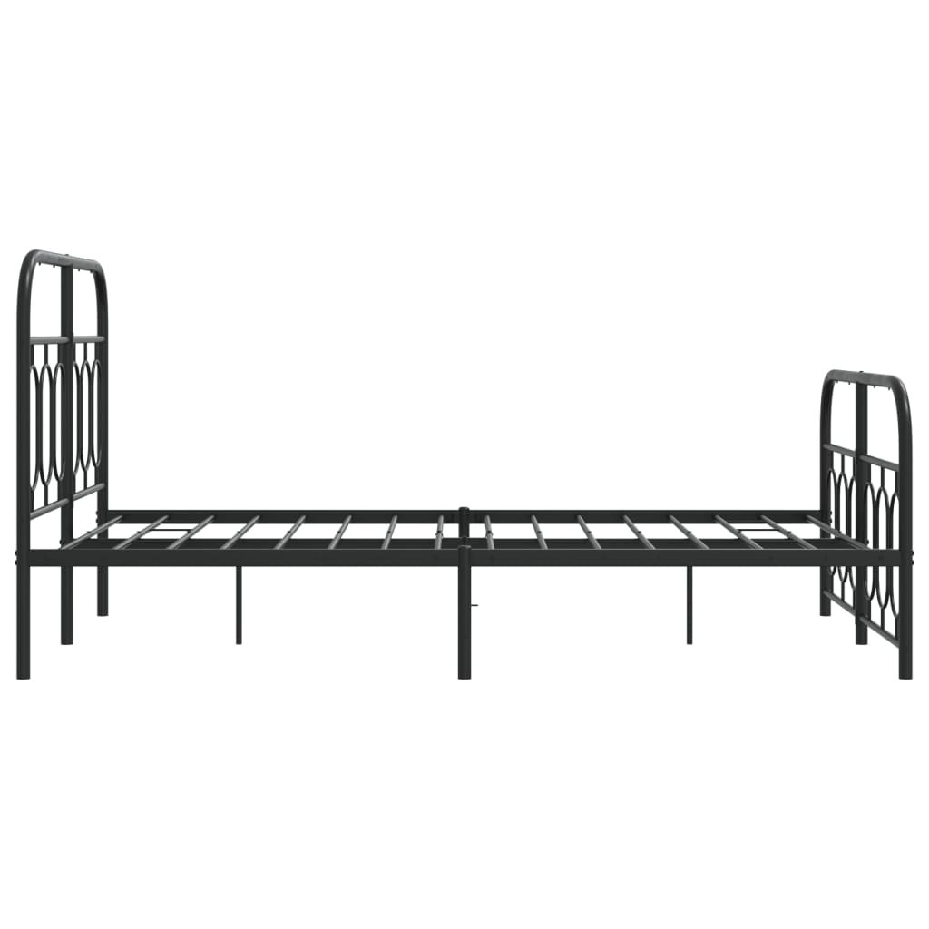 Metal Bed Frame without Mattress with Footboard Black 120x190cm