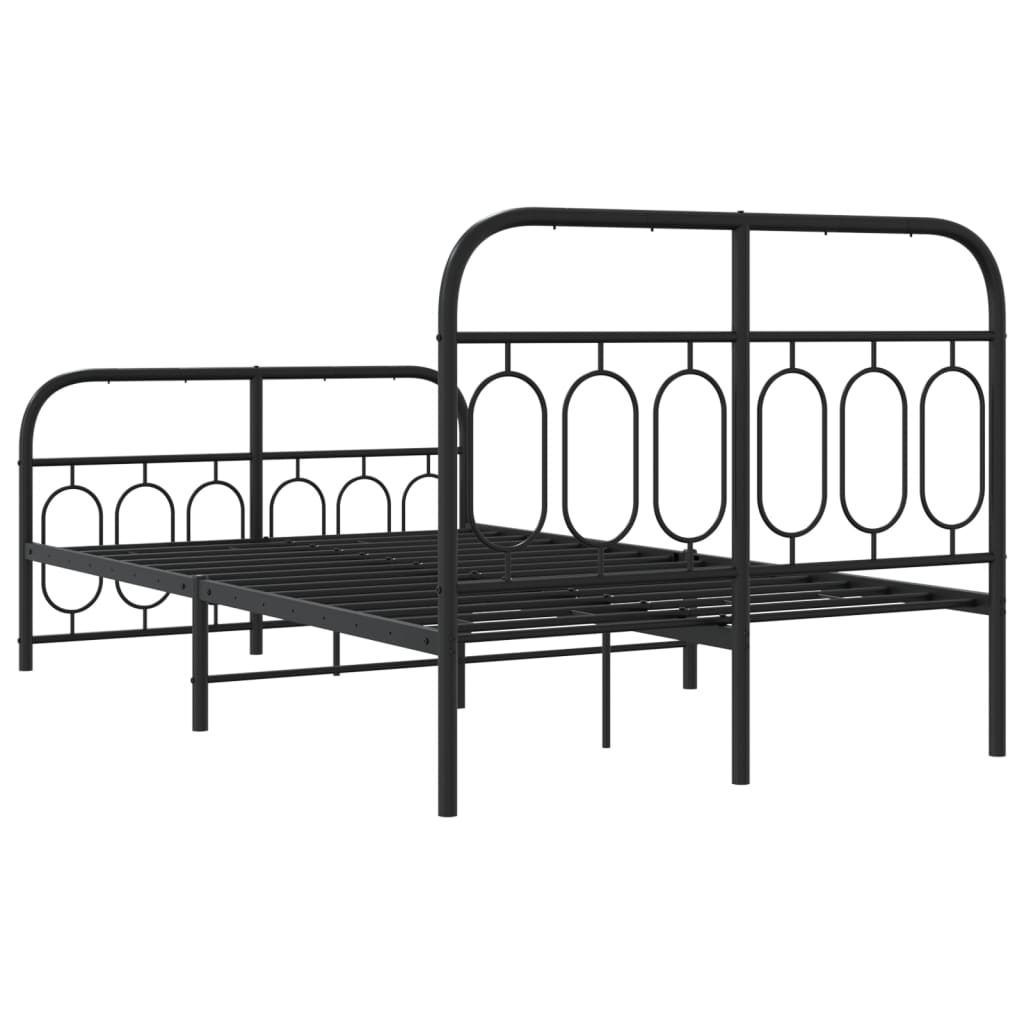 Metal Bed Frame without Mattress with Footboard Black 120x190cm