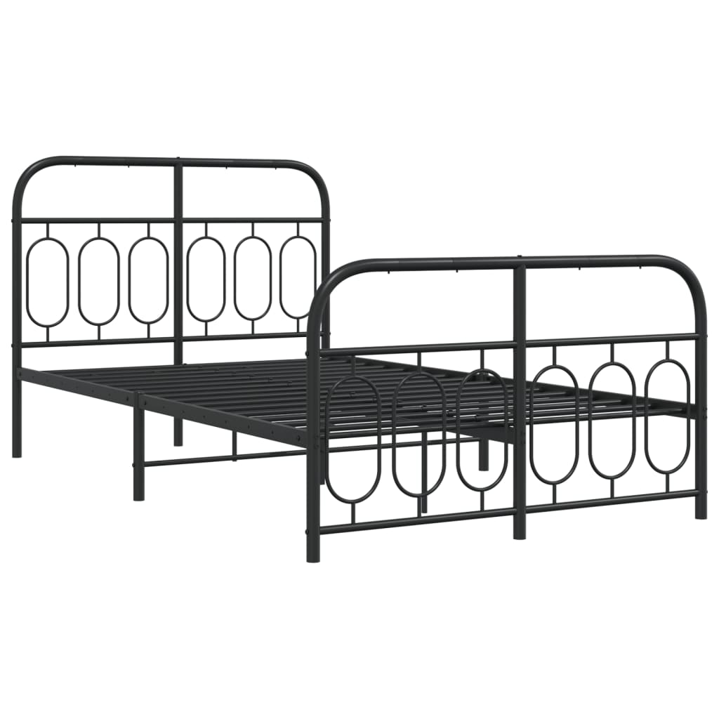Metal Bed Frame without Mattress with Footboard Black 120x200cm