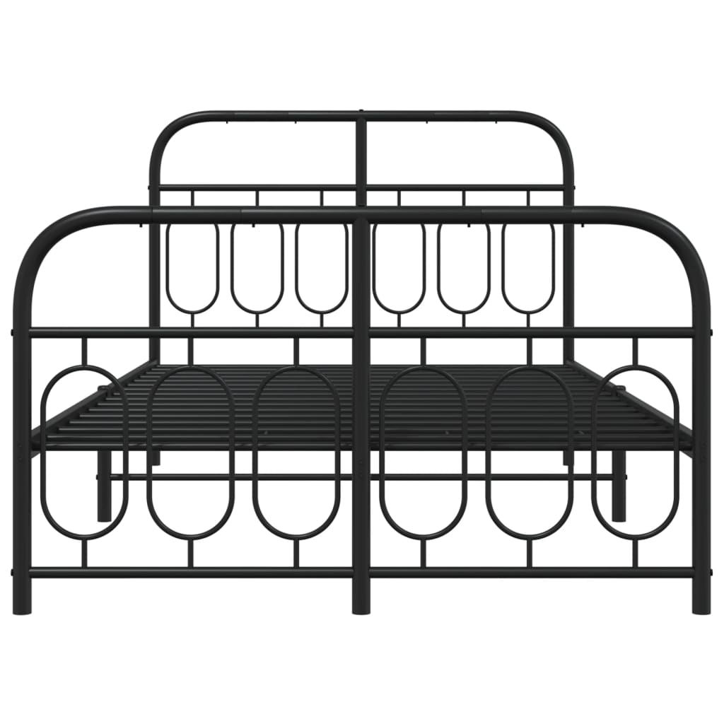 Metal Bed Frame without Mattress with Footboard Black 120x200cm