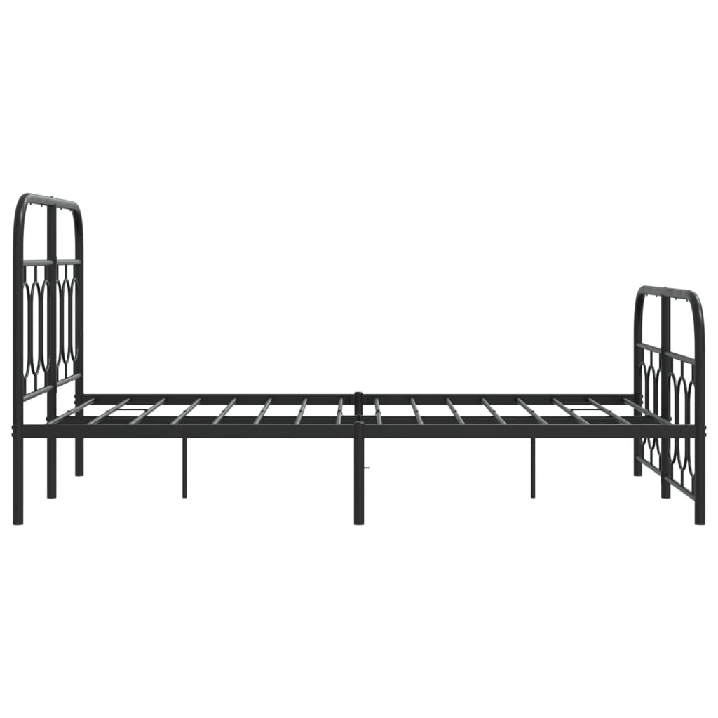 Metal Bed Frame without Mattress with Footboard Black 120x200cm