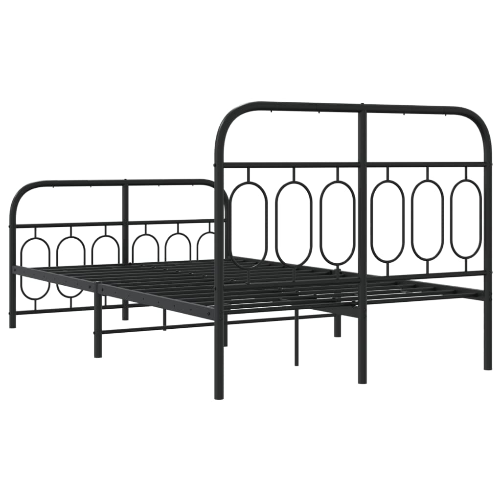 Metal Bed Frame without Mattress with Footboard Black 120x200cm