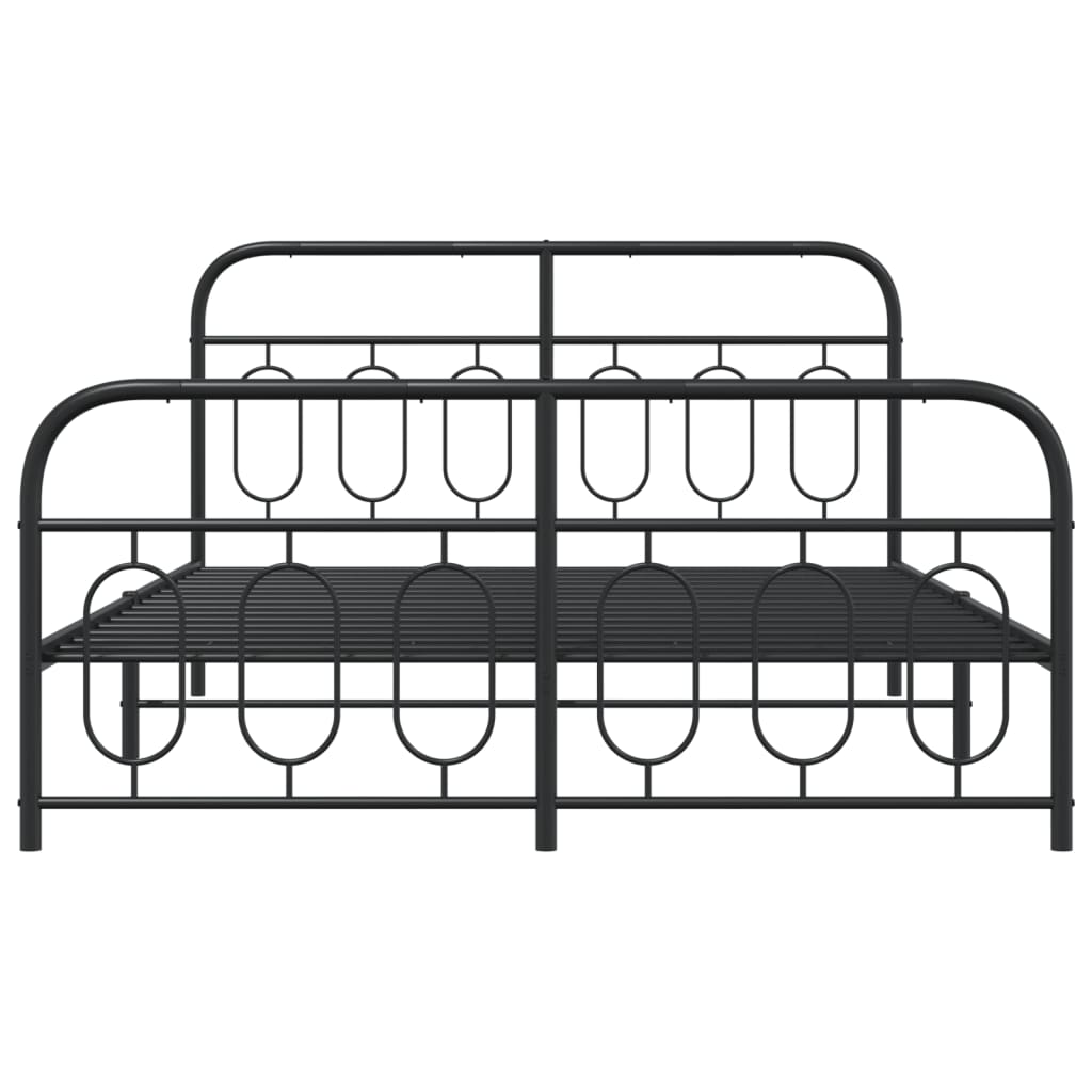 Metal Bed Frame without Mattress with Footboard Black 135x190cm