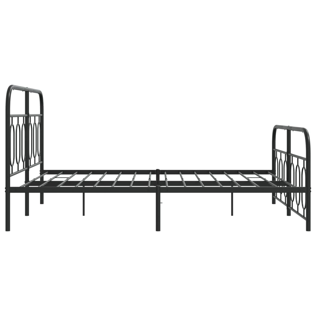 Metal Bed Frame without Mattress with Footboard Black 135x190cm