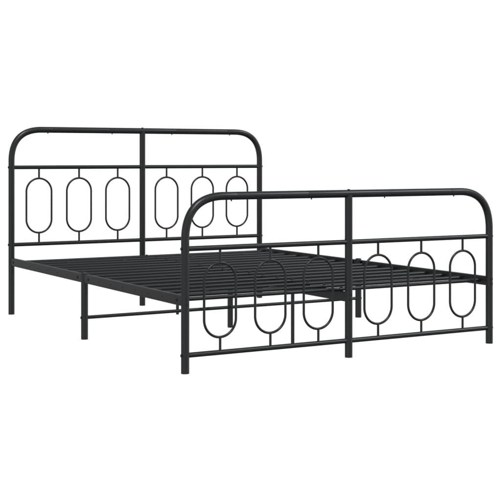 Metal Bed Frame without Mattress with Footboard Black 140x190cm