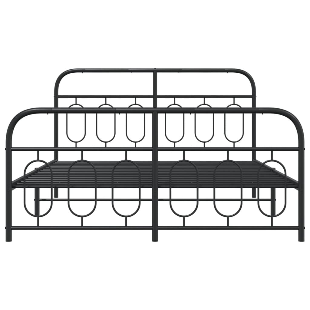 Metal Bed Frame without Mattress with Footboard Black 140x190cm