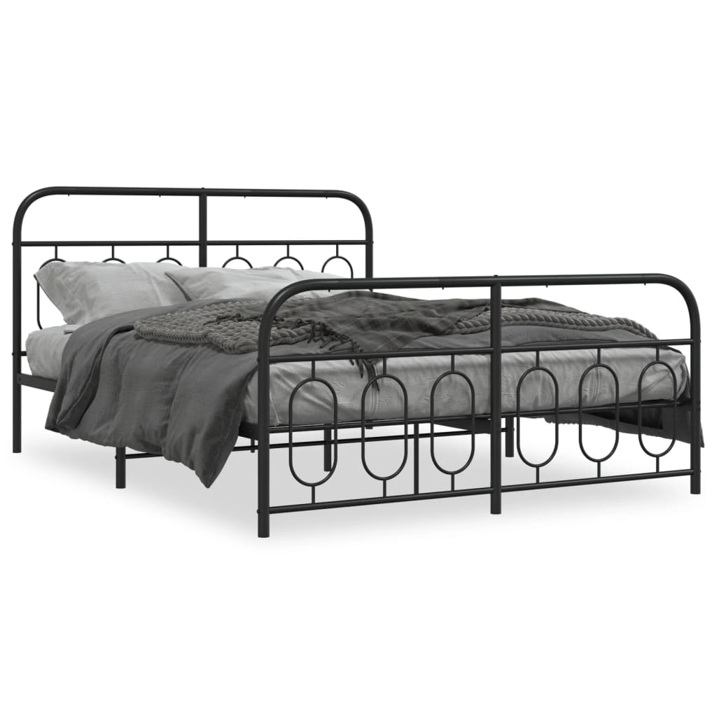 Metal Bed Frame without Mattress with Footboard Black 140x200cm