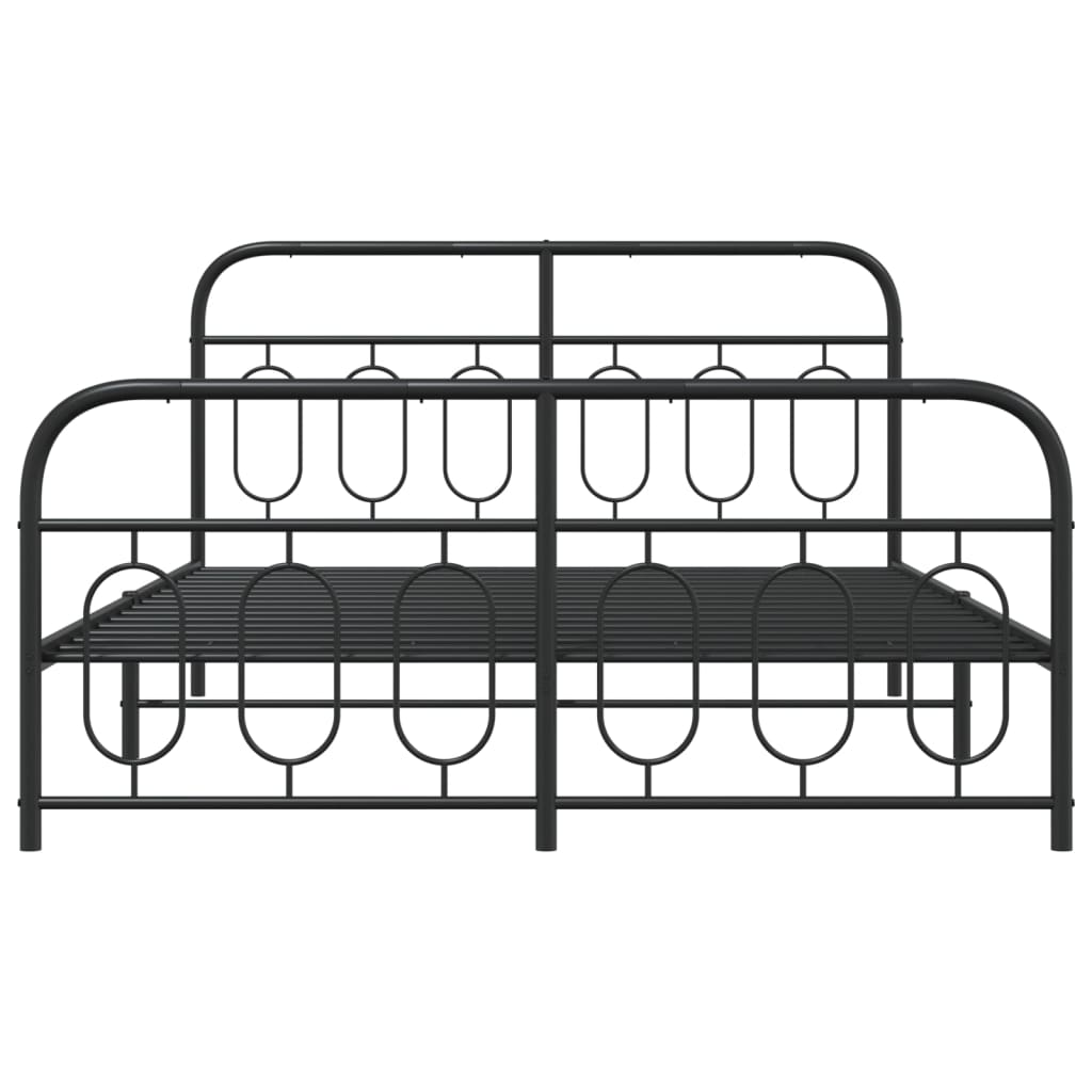Metal Bed Frame without Mattress with Footboard Black 140x200cm