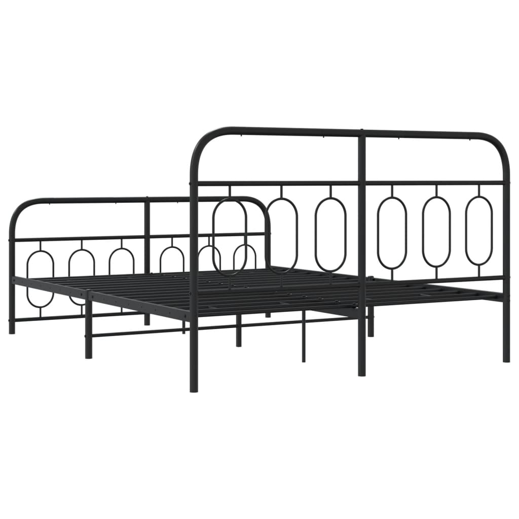 Metal Bed Frame without Mattress with Footboard Black 140x200cm