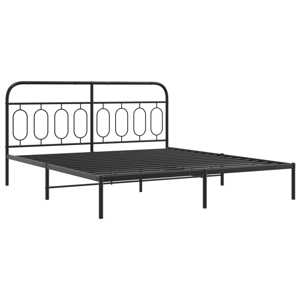 Metal Bed Frame without Mattress with Footboard Black 183x213cm