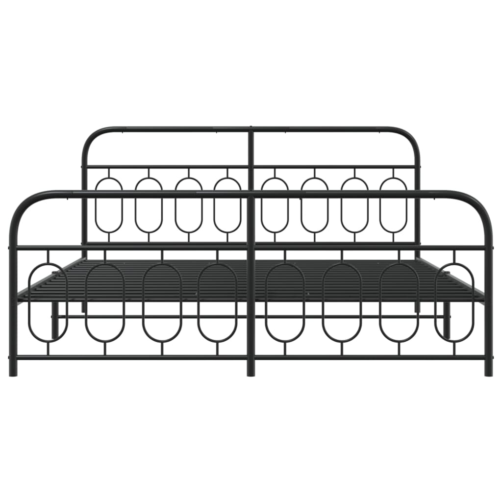 Metal Bed Frame without Mattress with Footboard Black 183x213cm