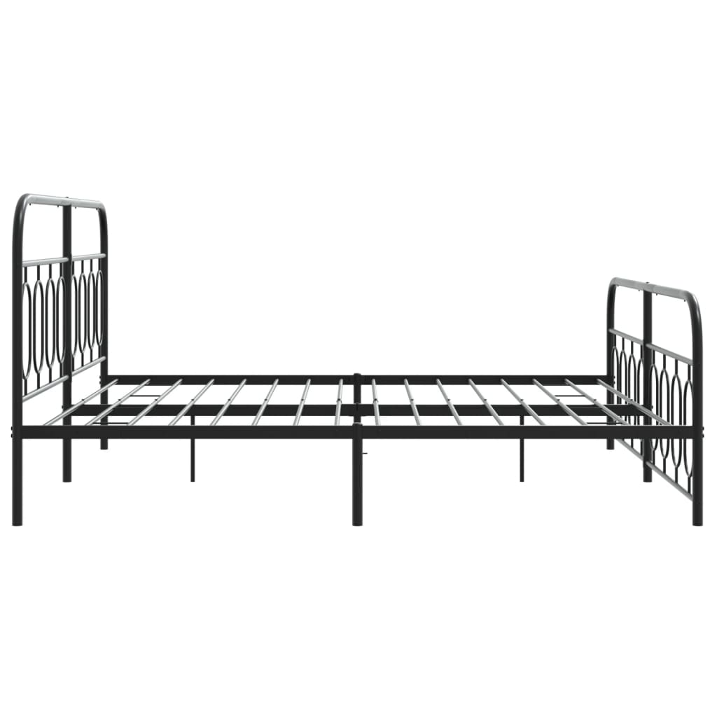 Metal Bed Frame without Mattress with Footboard Black 183x213cm