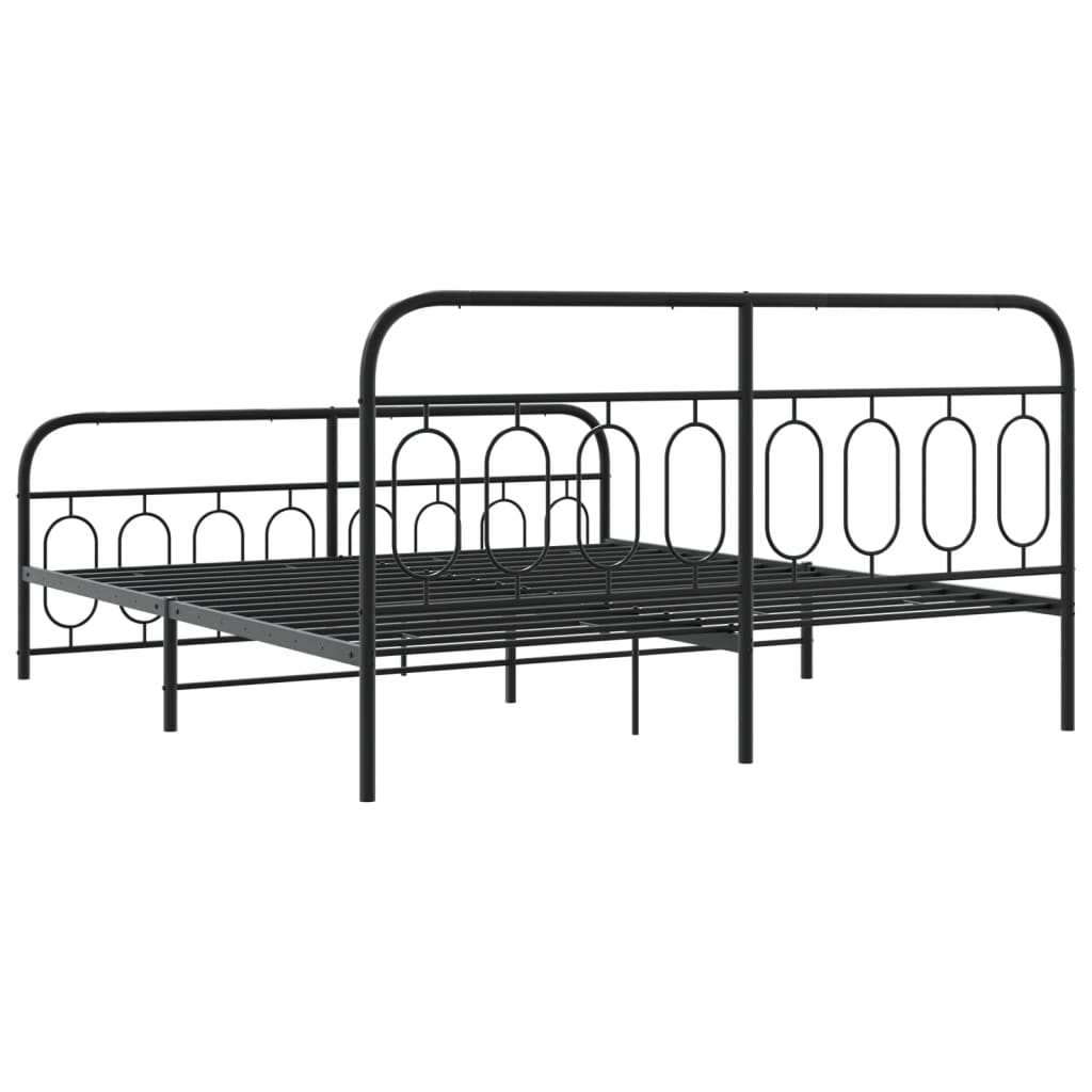 Metal Bed Frame without Mattress with Footboard Black 183x213cm