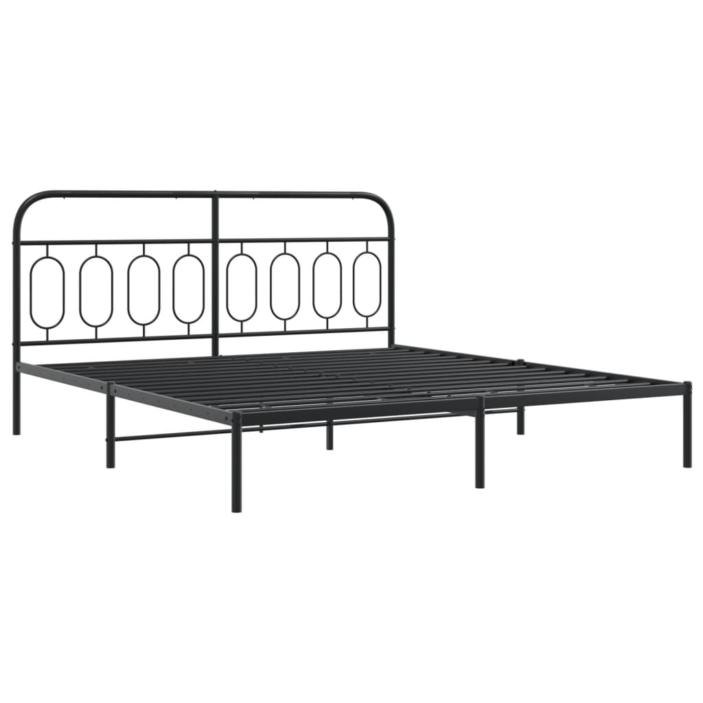 Metal Bed Frame without Mattress with Footboard Black 193x203cm