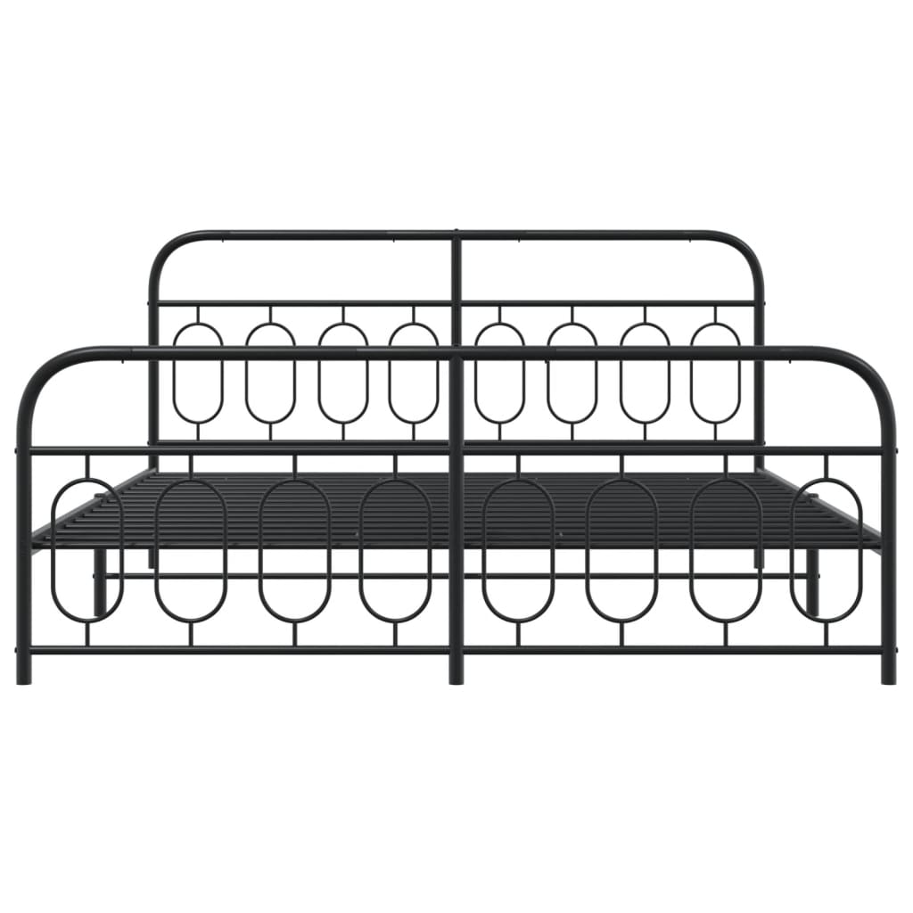 Metal Bed Frame without Mattress with Footboard Black 193x203cm