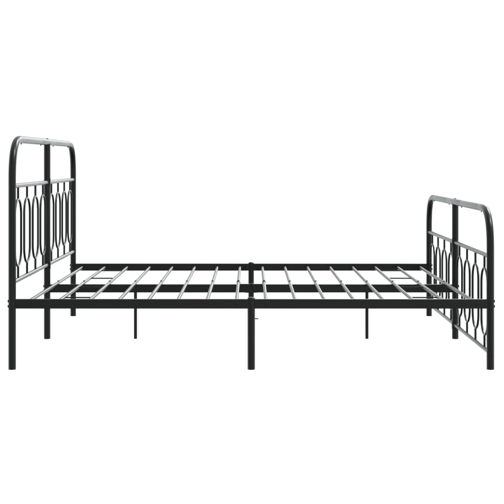 Metal Bed Frame without Mattress with Footboard Black 193x203cm