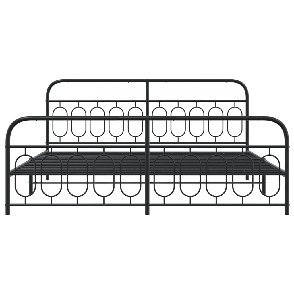 Metal Bed Frame without Mattress with Footboard Black 200x200cm