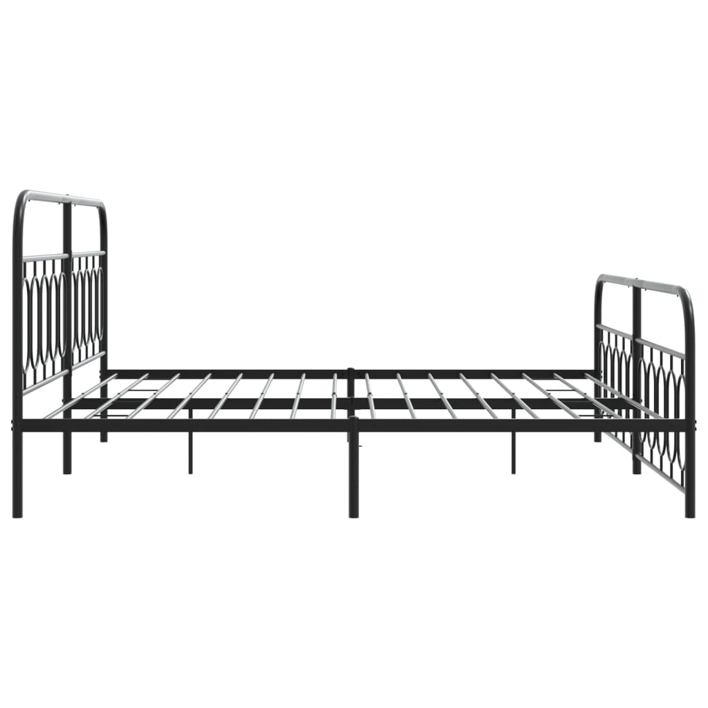 Metal Bed Frame without Mattress with Footboard Black 200x200cm