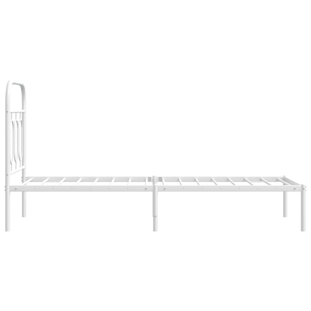 Metal Bed Frame without Mattress with Headboard White 75x190cm