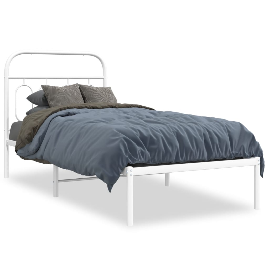 Metal Bed Frame without Mattress with Headboard White 80x200cm