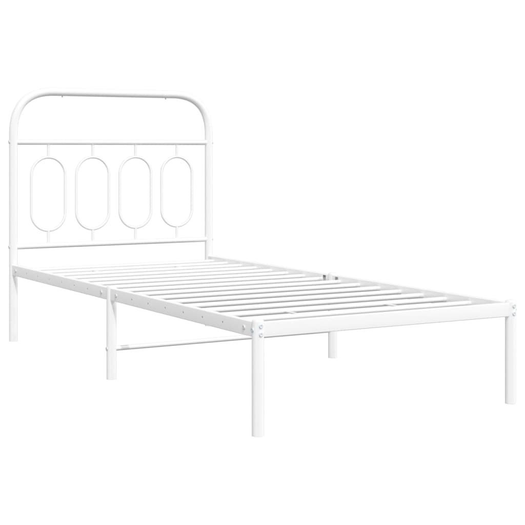 Metal Bed Frame without Mattress with Headboard White 80x200cm