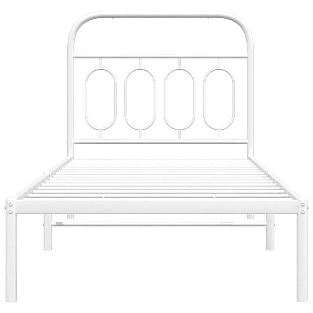 Metal Bed Frame without Mattress with Headboard White 80x200cm
