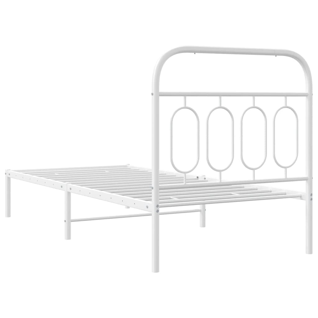Metal Bed Frame without Mattress with Headboard White 80x200cm