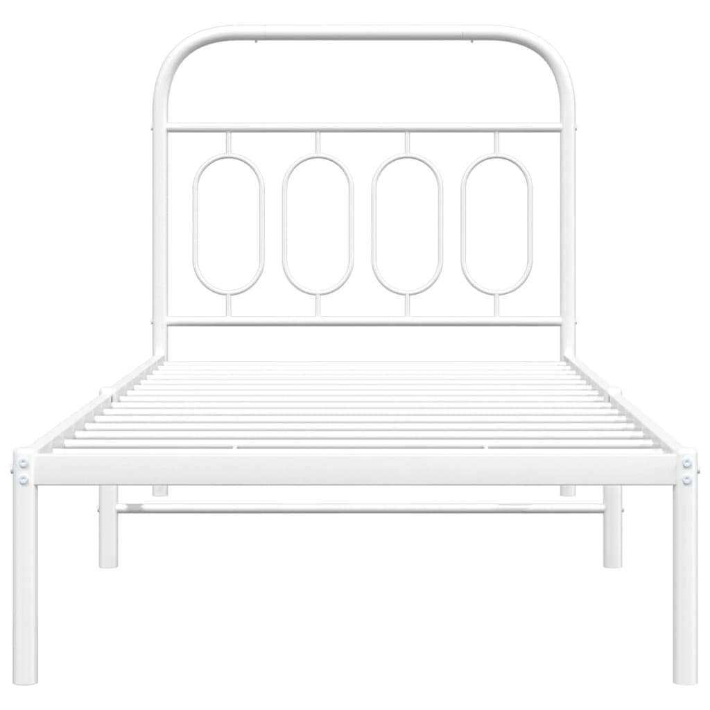 Metal Bed Frame without Mattress with Headboard White 90x200cm