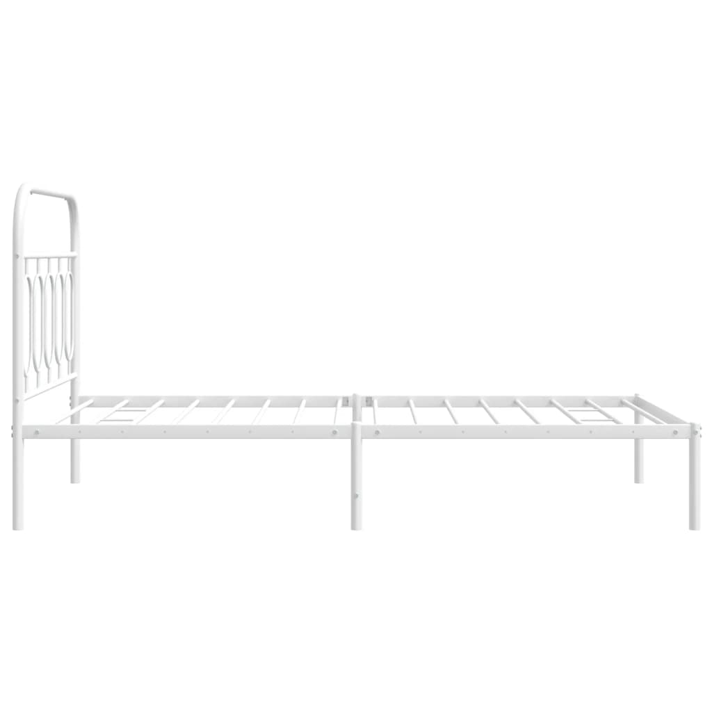 Metal Bed Frame without Mattress with Headboard White 100x200cm
