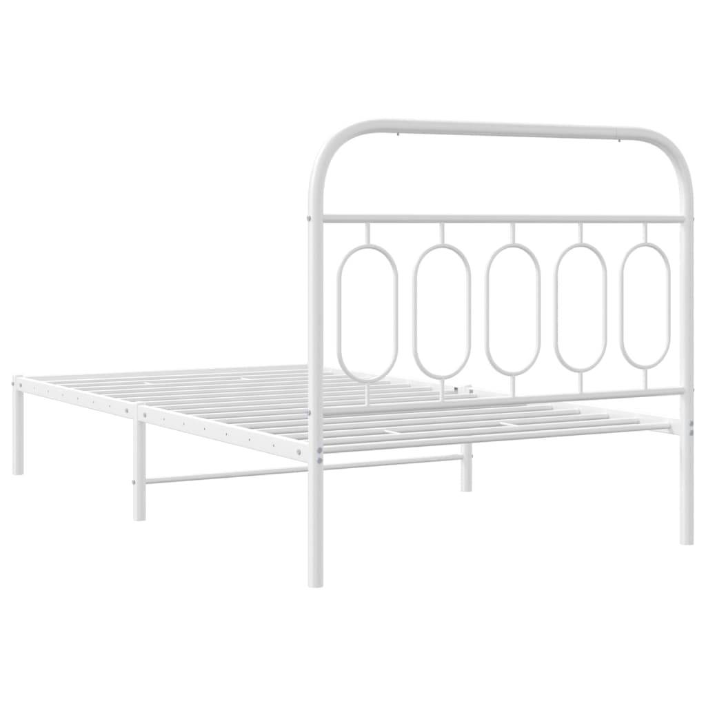 Metal Bed Frame without Mattress with Headboard White 100x200cm