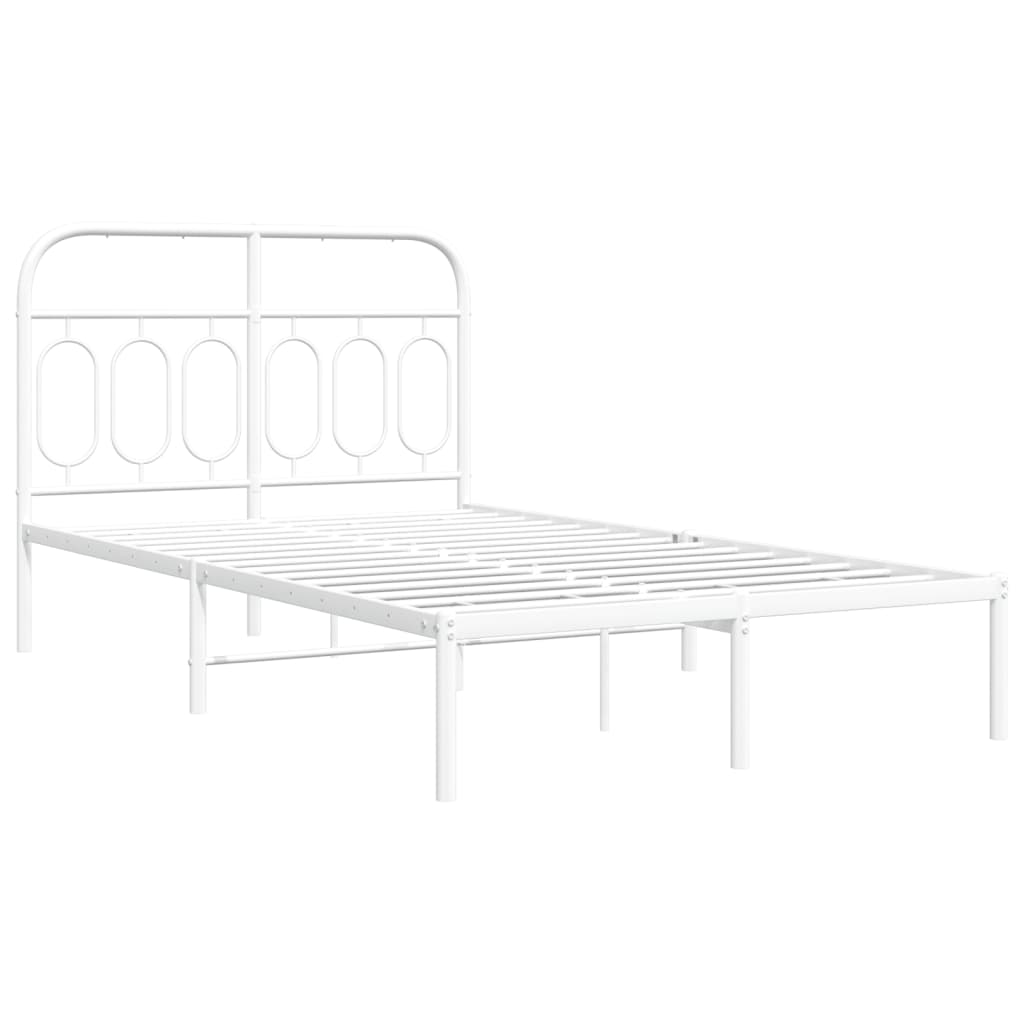 Metal Bed Frame without Mattress with Headboard White 120x190cm